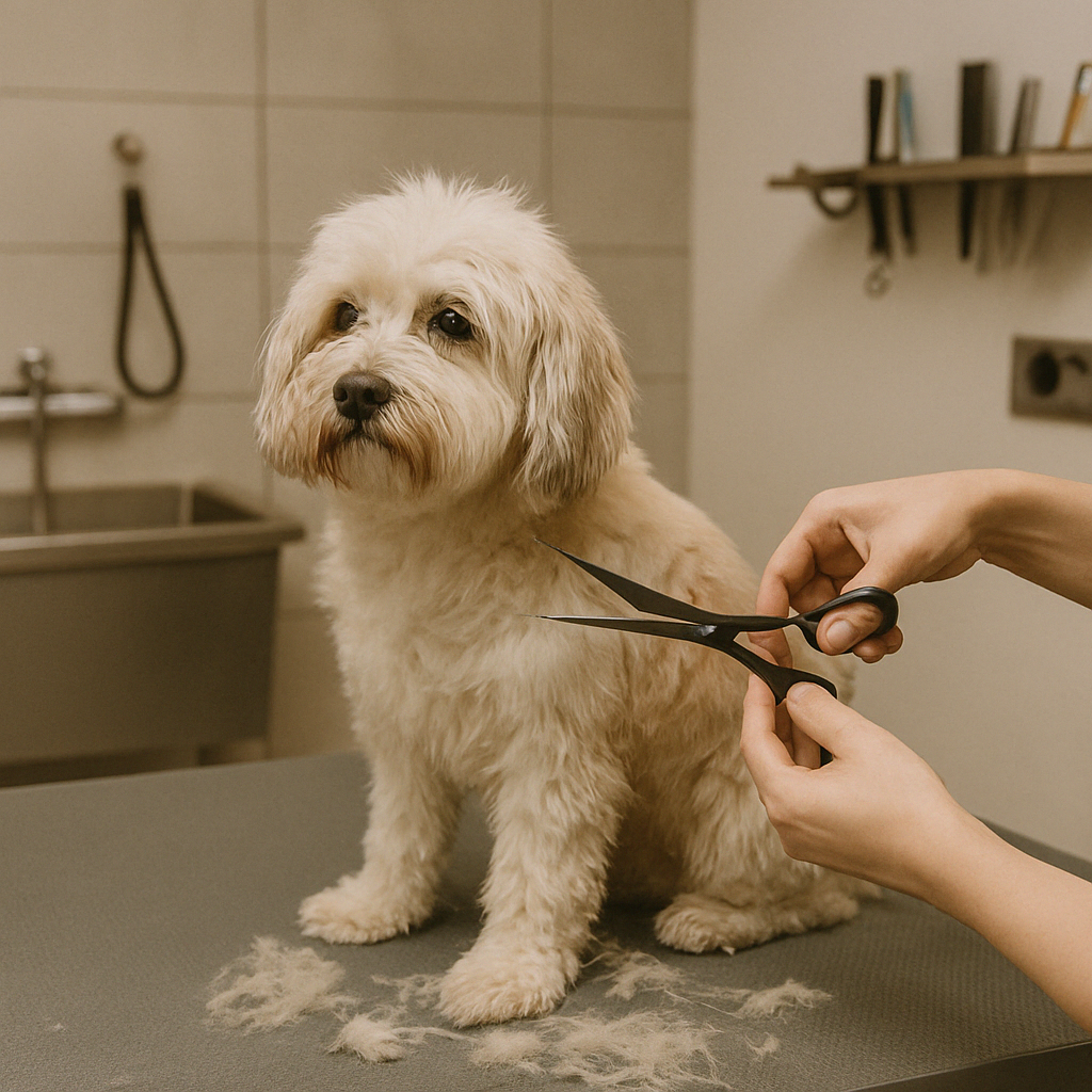 Coupe des poils d'un chien
